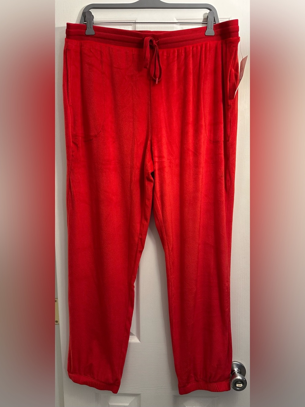 NWT XL Secret Treasures Red Velour Drawstring Joggers
